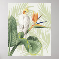 Palmbladeren met witte vogel