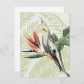 Palmbladeren met zwarte vogel briefkaart (Voorkant / Achterkant)