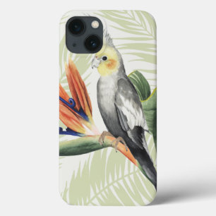 Palmbladeren met zwarte vogel iPhone 13 hoesje