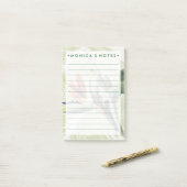 Palmbladeren met zwarte vogel post-it® notes (Op bureau)