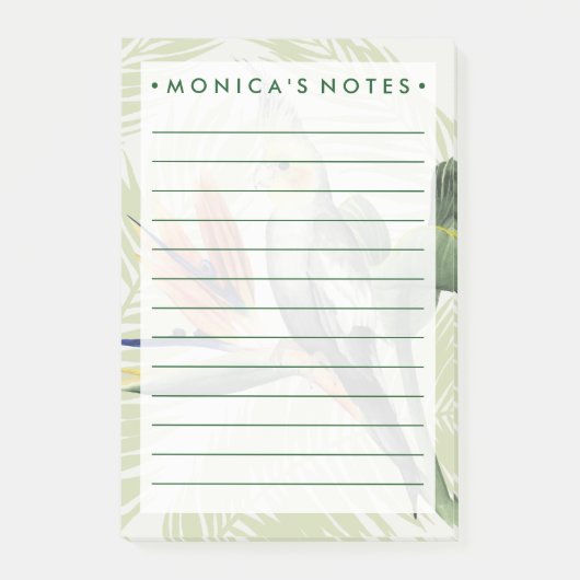 Palmbladeren met zwarte vogel post-it® notes (Voorkant)