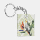 Palmbladeren met zwarte vogel sleutelhanger (Voorkant Links)