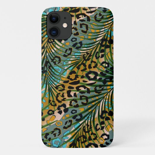 Palmbladeren op een luipaard achtergrond. Case-Mate iPhone case (Achterkant)
