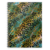 Palmbladeren op een luipaard achtergrond. notitieboek (Voorkant)