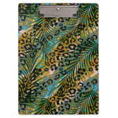 Palmbladeren op een luipaard achtergrond. servette klembord (Voorkant)