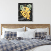 Palmbladeren op het Zwarte Satin Canvas (Insitu (Slaapkamer))