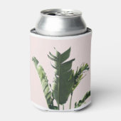 Palmbladeren op roze blikjeskoeler (Blikje Voorkant)