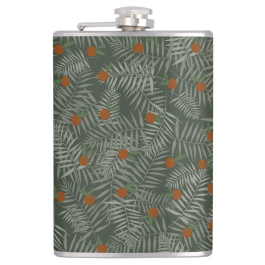 Palmbladeren & Sinaasappels Heupfles (Voorkant)