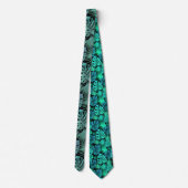 Palmbladeren Tropisch Bladpatroon Blauw Groen Stropdas (Achterkant)