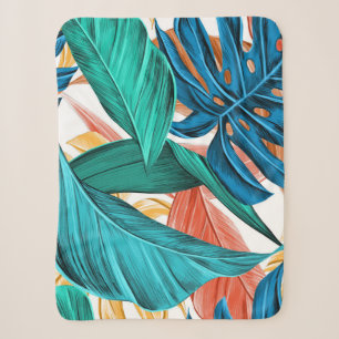 Palmbladeren tropisch exotisch sherpa deken
