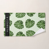 Palmbladeren, tropisch patroon, Jouw naam Bad Handdoek (Handdoek)