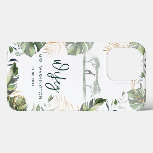 Palmbladeren Tropische Safari Wifey Script Bruid Case-Mate iPhone Case (Achterkant (horizontaal))