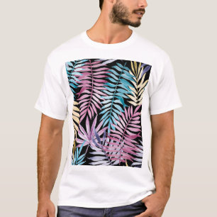 Palmbladeren: waterverf donker patroon t-shirt