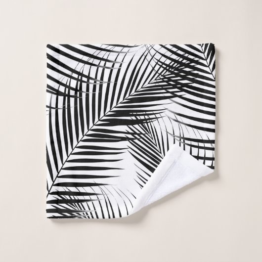 Palmbladeren - zwarte en witte kali-virussen #1 bad handdoek (Wasdoekje)