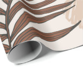 palmbladlijnkunst naadloos patroon op aarde cadeaupapier (Rol Hoek)