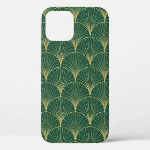Palmbladpatroon op groene achtergrond - kunstdeco' iPhone 12 hoesje
