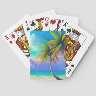 Palmbomen als de Nacht Valt Tropisch Pokerkaarten