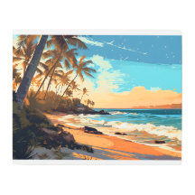 Palmbomen Beach Landscape Metal Wall Art