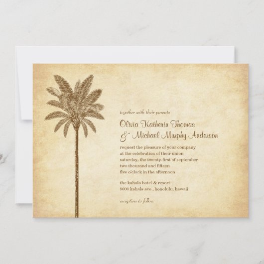  palmbomen Beach Wedding Invitations Kaart (Voorkant)