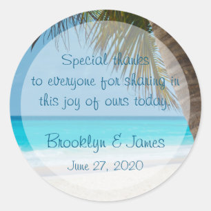 Palmbomen Bedanken Op Strand Bruiloft Stickers