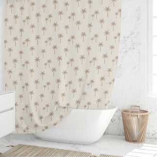 Palmbomen Boho Kust Farmhouse Beige En Taupe Douchegordijn