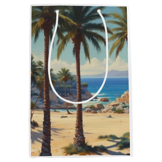 Palmbomen Cote D'Azur Reizen Medium Cadeauzakje (Voorkant)