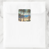  Palmbomen Cote D'Azur Reizen Vierkante Sticker (Tas)