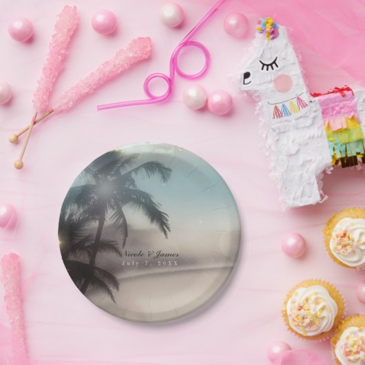 Palmbomen Elegant Chique Tropical Beach Party Papieren Bordje (Feest)