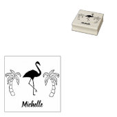 Palmbomen en flamingo's gepersonaliseerd rubberstempel (Gestempeld)