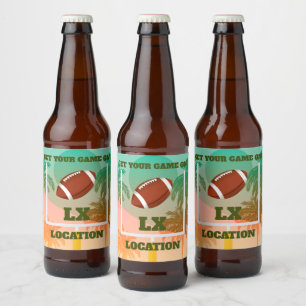 Palmbomen en Football Uprights Party Bier Etiket