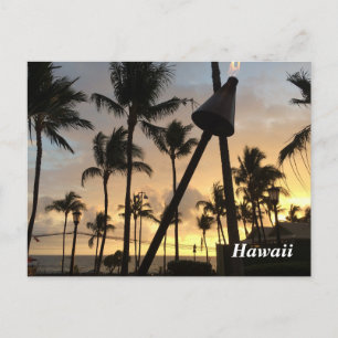 Palmbomen en Hawaiaanse zonsondergang Briefkaart