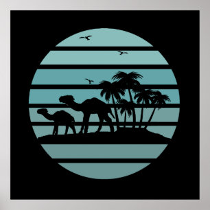 Palmbomen en kamelen poster