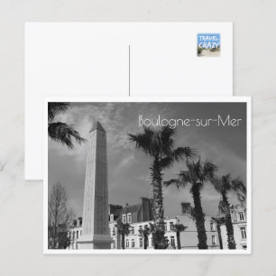 Palmbomen en Obelisk, Boulogne-sur-Mer, Frankrijk Briefkaart