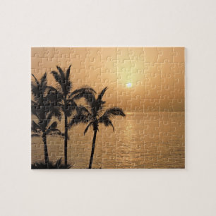 Palmbomen en Romantische zonnebank Legpuzzel