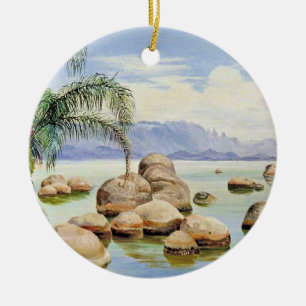 Palmbomen en rotsblokken, Baai van Rio, Keramisch Ornament