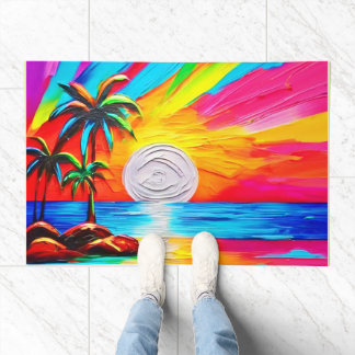 Palmbomen en Sunset Glow Painting Deurmat