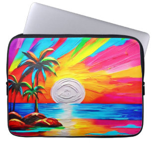 Palmbomen en Sunset Glow Painting Laptop Sleeve