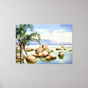 Palmbomen en -vijvers in de baai van Rio, Brazilië Canvas Afdruk