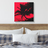 Palmbomen en water - Rood Canvas Afdruk (Insitu (Slaapkamer))