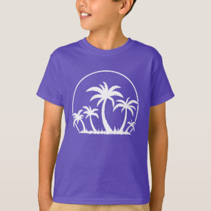 Palmbomen en zonneschijn in wit t-shirt