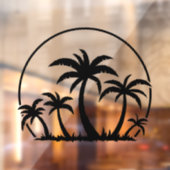 Palmbomen en zonsondergang in zwart raamsticker (Vel 2)