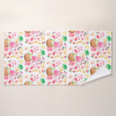 Palmbomen & Flamingo's strandliefhebber Badhanddoek (Badhanddoek)