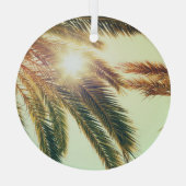 Palmbomen,  getinte lucht. glas ornament (Achterkant)