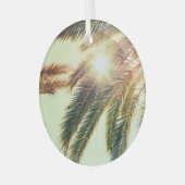 Palmbomen,  getinte lucht. glas ornament (Voorkant links)