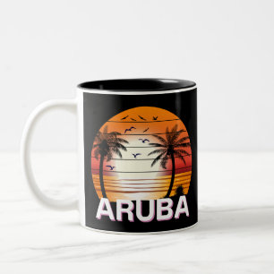 palmbomen in Aruba Tweekleurige Koffiemok