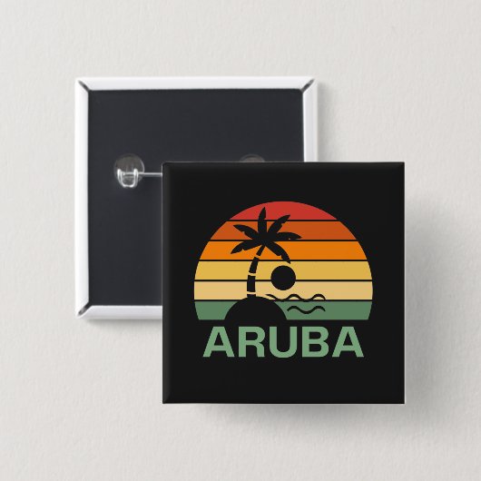 palmbomen in Aruba Vierkante Button 5,1 Cm (Voorkant /achterkant)