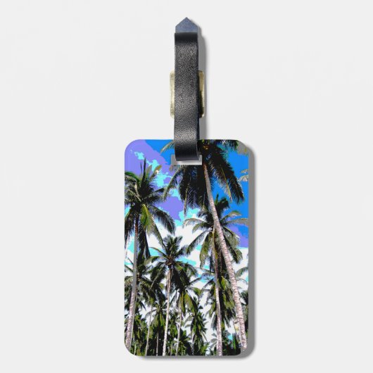 Palmbomen in een geposteriseerd ontwerp bagagelabel (Achterkant verticaal)