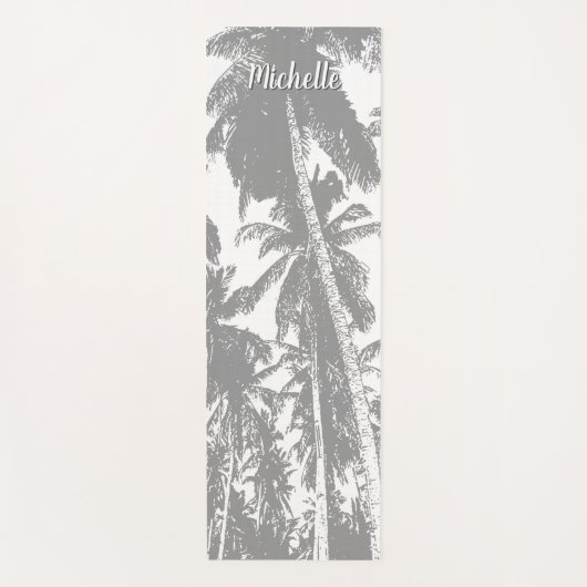 Palmbomen in een grijs geposteriseerd ontwerp yogamat (Voorkant)