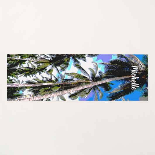 Palmbomen in een kleurrijk geposteriseerd ontwerp yogamat (Voorkant (horizontaal))