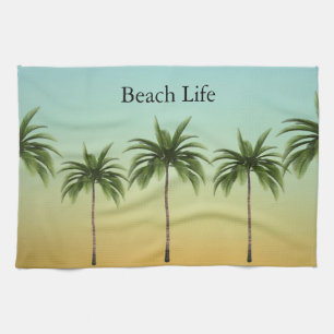 Palmbomen in een straat, strandleven theedoek